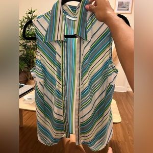 Blue Diamond Blue Green Pattern Shirt Medium